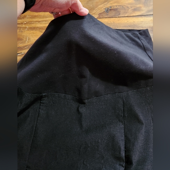 Thyme Maternity Black Pencil Knee-length Skirt With Pleat Accents And Slit Sz M - Picture 8 of 12
